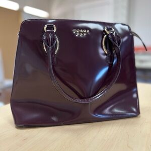 TOSCA BLU Patent Leather Satchel in Deep Plum